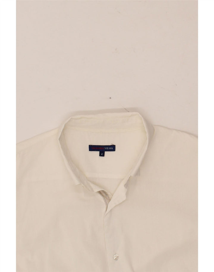 TRUSSARDI JEANS Mens Shirt Large White Vintage Trussardi Jeans and Second-Hand Trussardi Jeans from Messina Hembry 