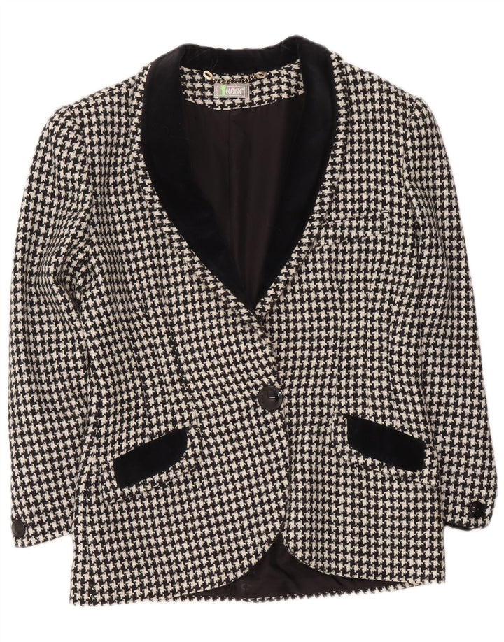 Giacca blazer da donna Egoiste UK 14 media nera pied de poule classica