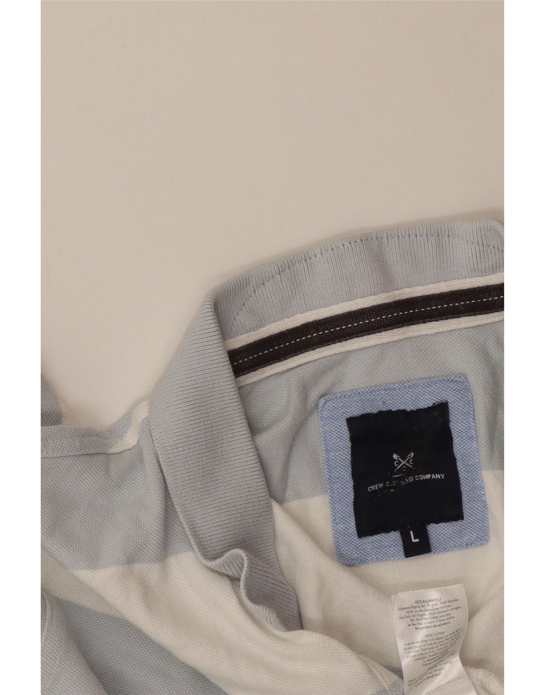 CREW CLOTHING Polo da uomo in cotone a righe grandi blu