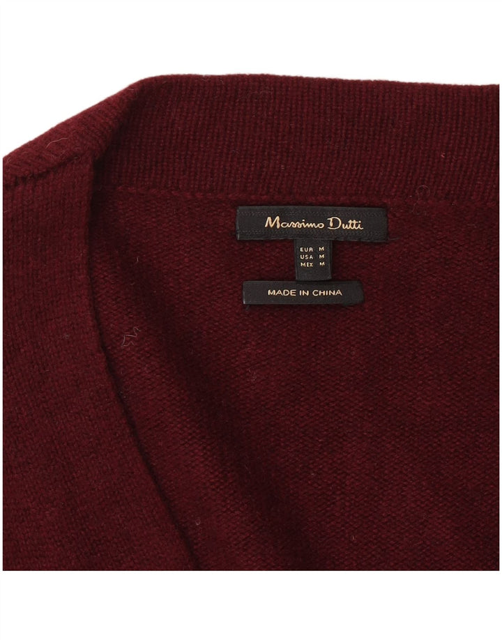Maglione cardigan lungo da donna Massimo Dutti UK 14 Bordeaux medio