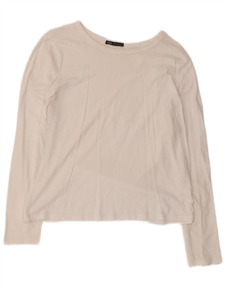 Top Zara da donna a maniche lunghe UK 18 XL cotone bianco