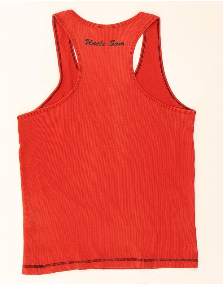 UNCLE SAM Womens Graphic Vest Top UK 14 Medium Red Cotton Vintage Uncle Sam and Second-Hand Uncle Sam from Messina Hembry 