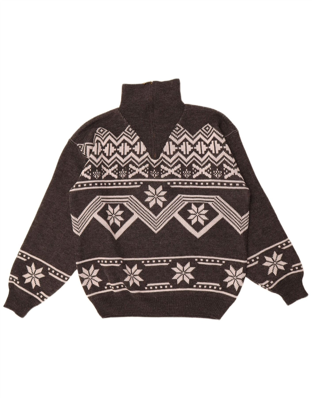 Maglione da uomo con collo con zip Jacques Lorant, grande grigio Fair Isle