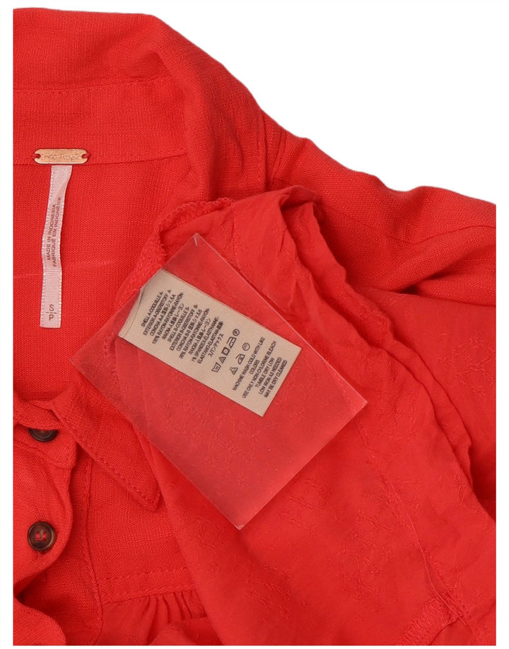 Abito camicia pullover oversize da donna vintage UK 10 piccolo spandex rosso