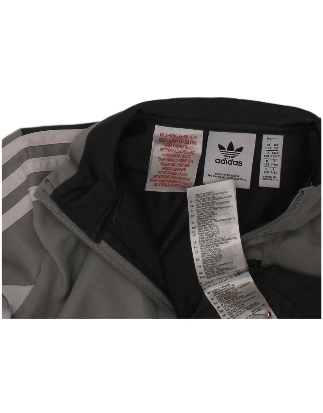ADIDAS Boys Zip Neck Sweatshirt Jumper 7-8 Years Grey Colourblock