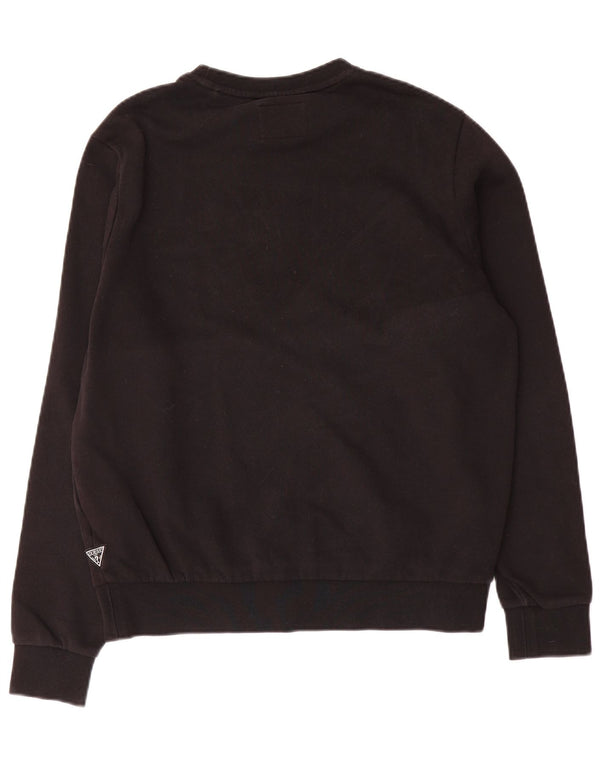 Guess Felpa grafica da uomo Maglione UK 34 Piccolo cotone nero