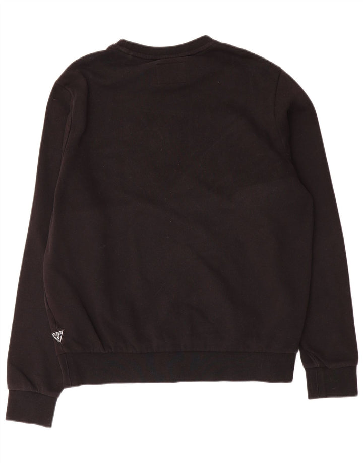 Guess Felpa grafica da uomo Maglione UK 34 Piccolo cotone nero