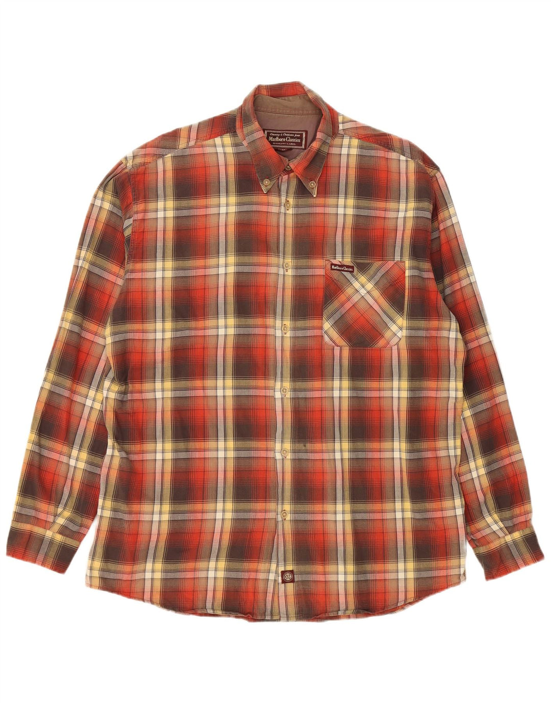 Camicia da uomo in flanella a quadri Marlboro Classics XL in cotone scozzese rosso
