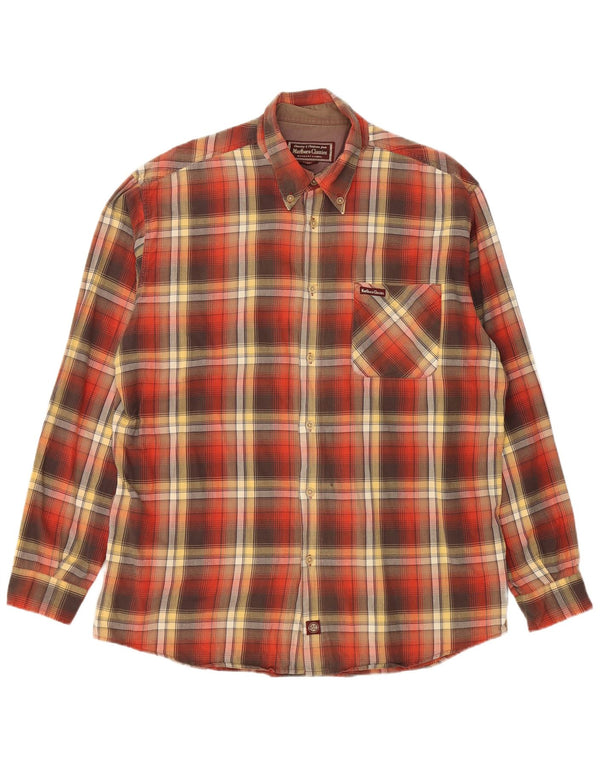 Camicia da uomo in flanella a quadri Marlboro Classics XL in cotone scozzese rosso