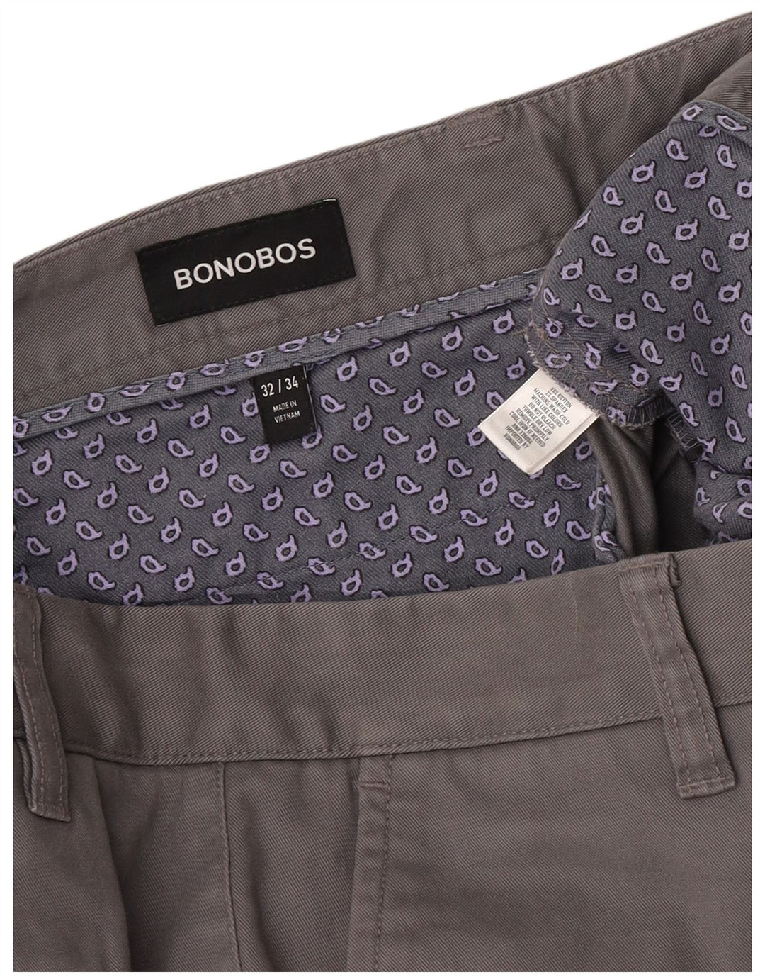 Pantaloni chino dritti da uomo BONOBOS W32 L28 cotone grigio