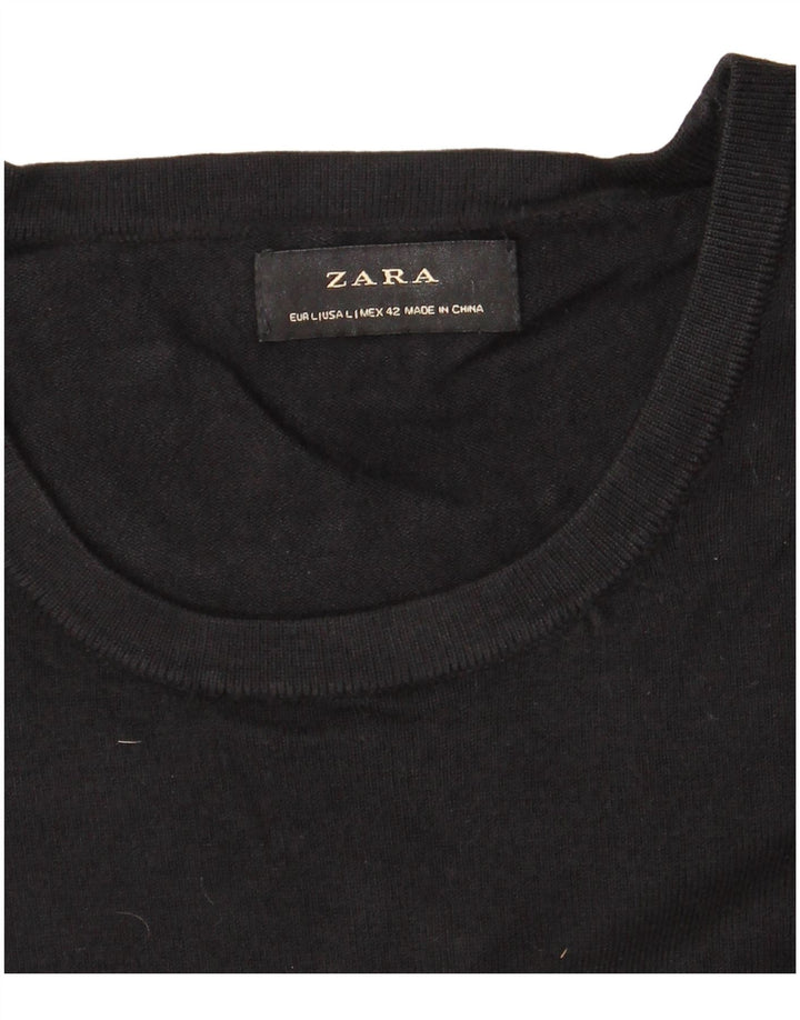 Maglione Girocollo Da Donna ZARA UK 16 Large Nero