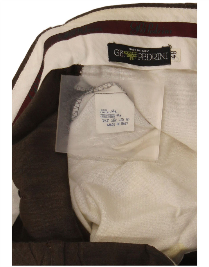 GB.PEDRINI Pantaloni da Abito Uomo con Pedge IT 48 Medio W32 L33 Lino Marrone