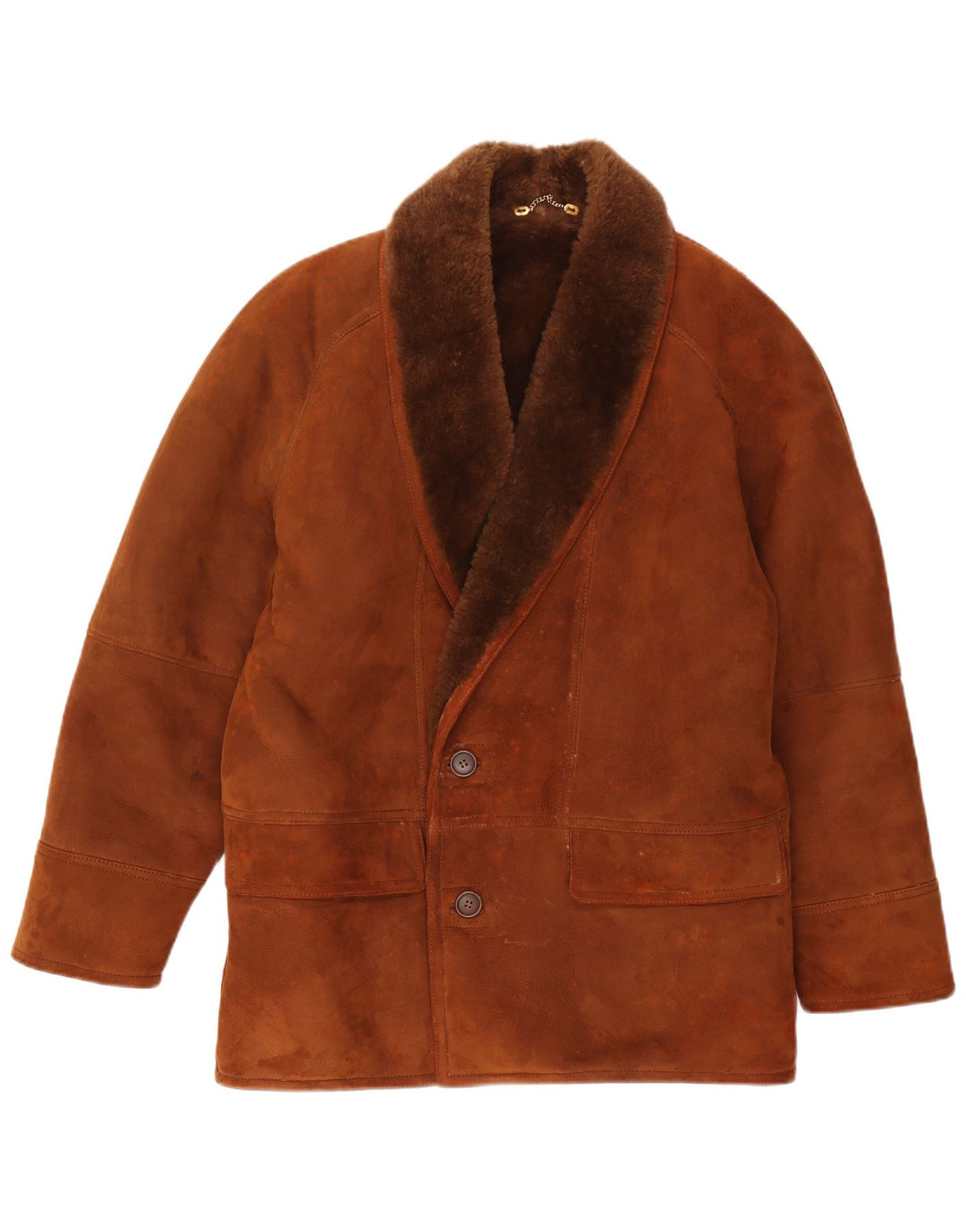 Giacca in shearling vintage da uomo IT 46 Small Shearling marrone