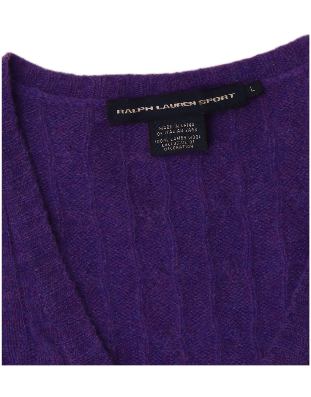 Maglione maglione con scollo a V da donna Ralph Lauren UK 14 grande lana viola