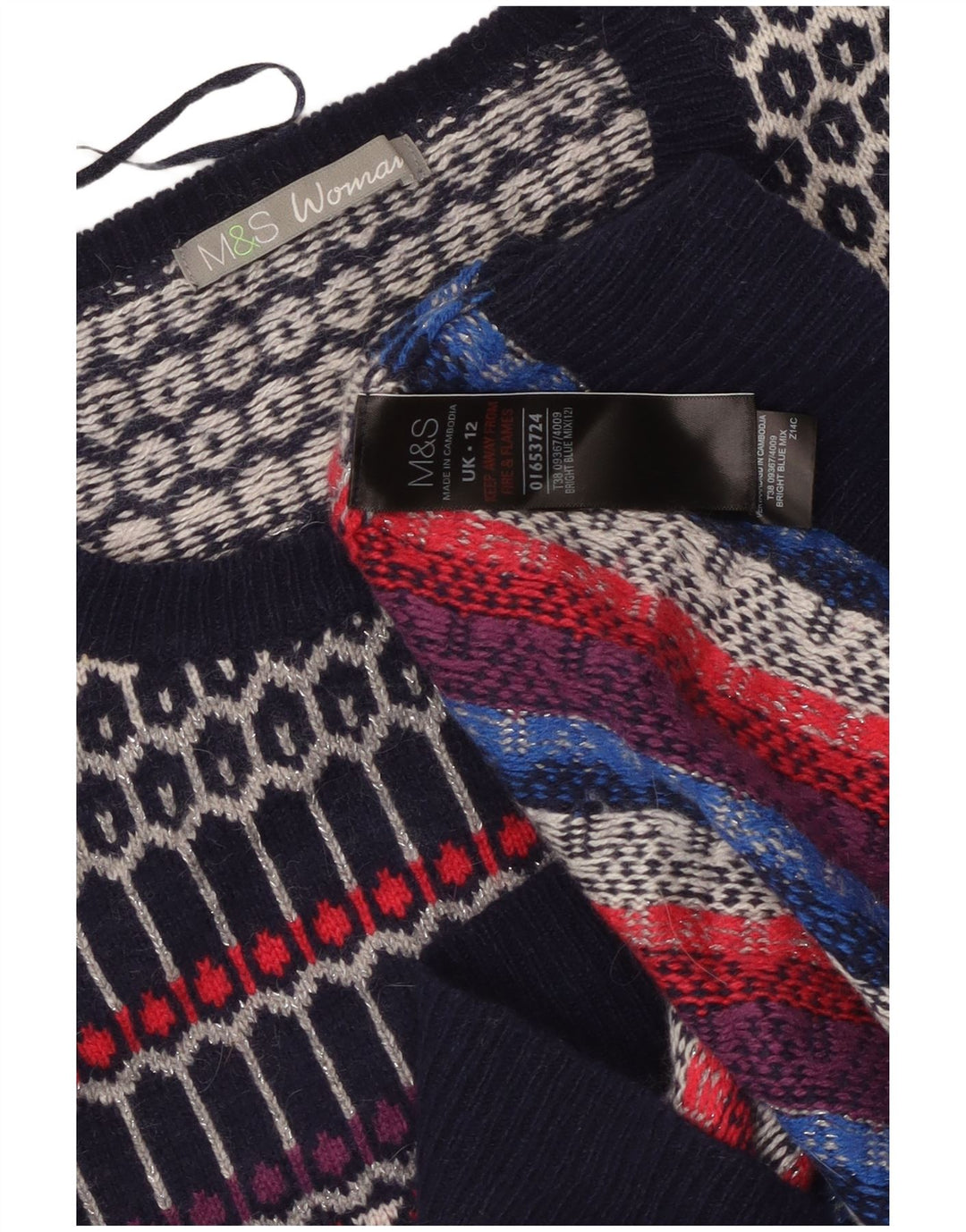 Maglione maglione girocollo da donna Marks & Spencer UK 12 medio multicolore