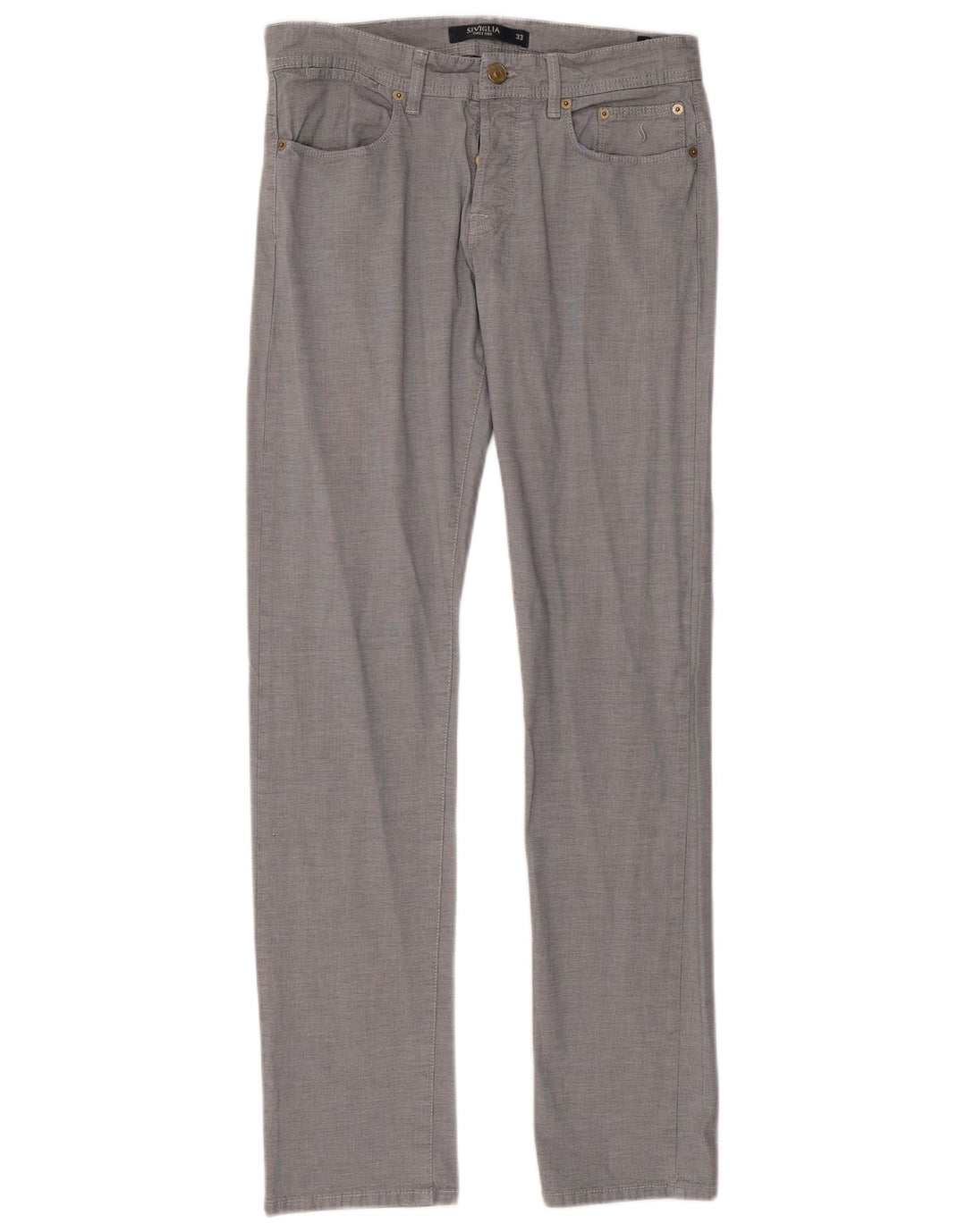 Pantaloni casual dritti da donna SIVIGLIA W33 L33 in cotone a quadri blu