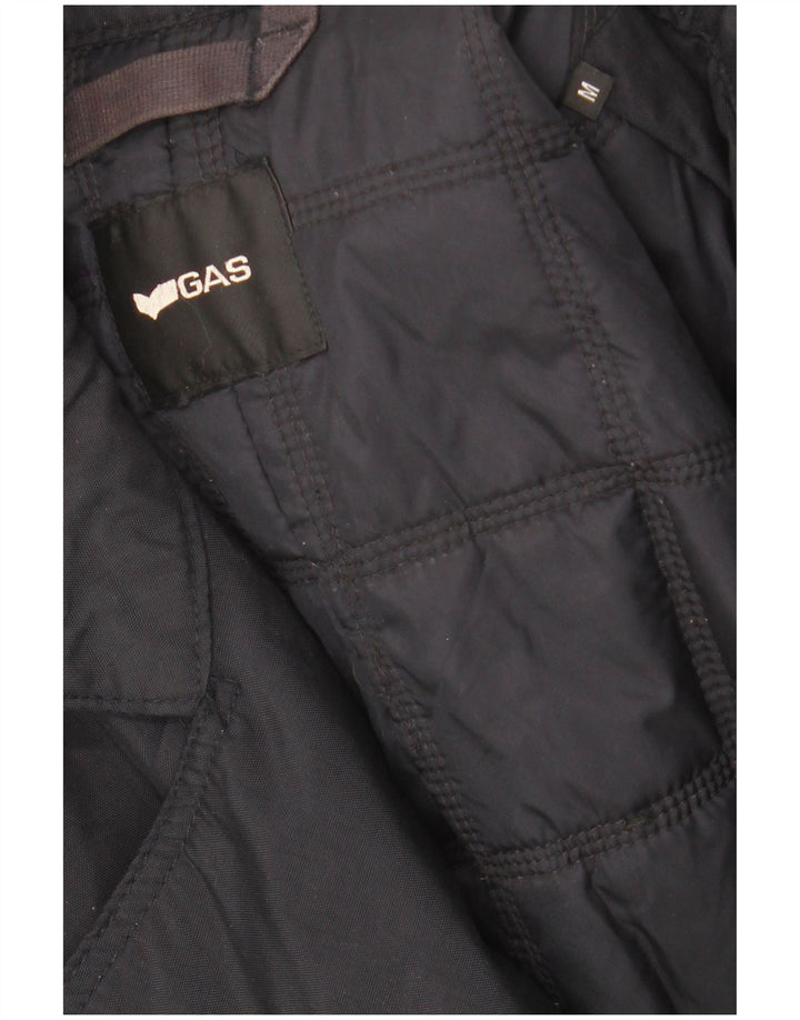GAS Womens Double Breasted Trench Coat UK 14 Medium Black