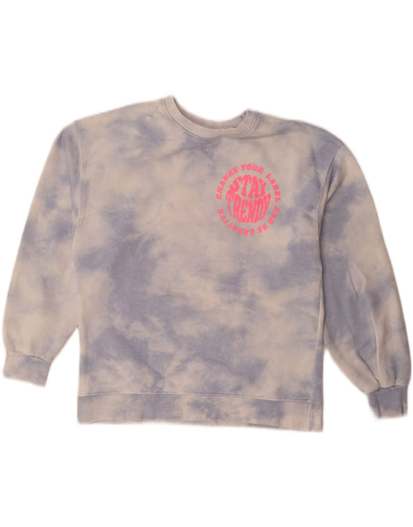 Felpa grafica per ragazze Zara 13-14 anni in cotone blu tie dye
