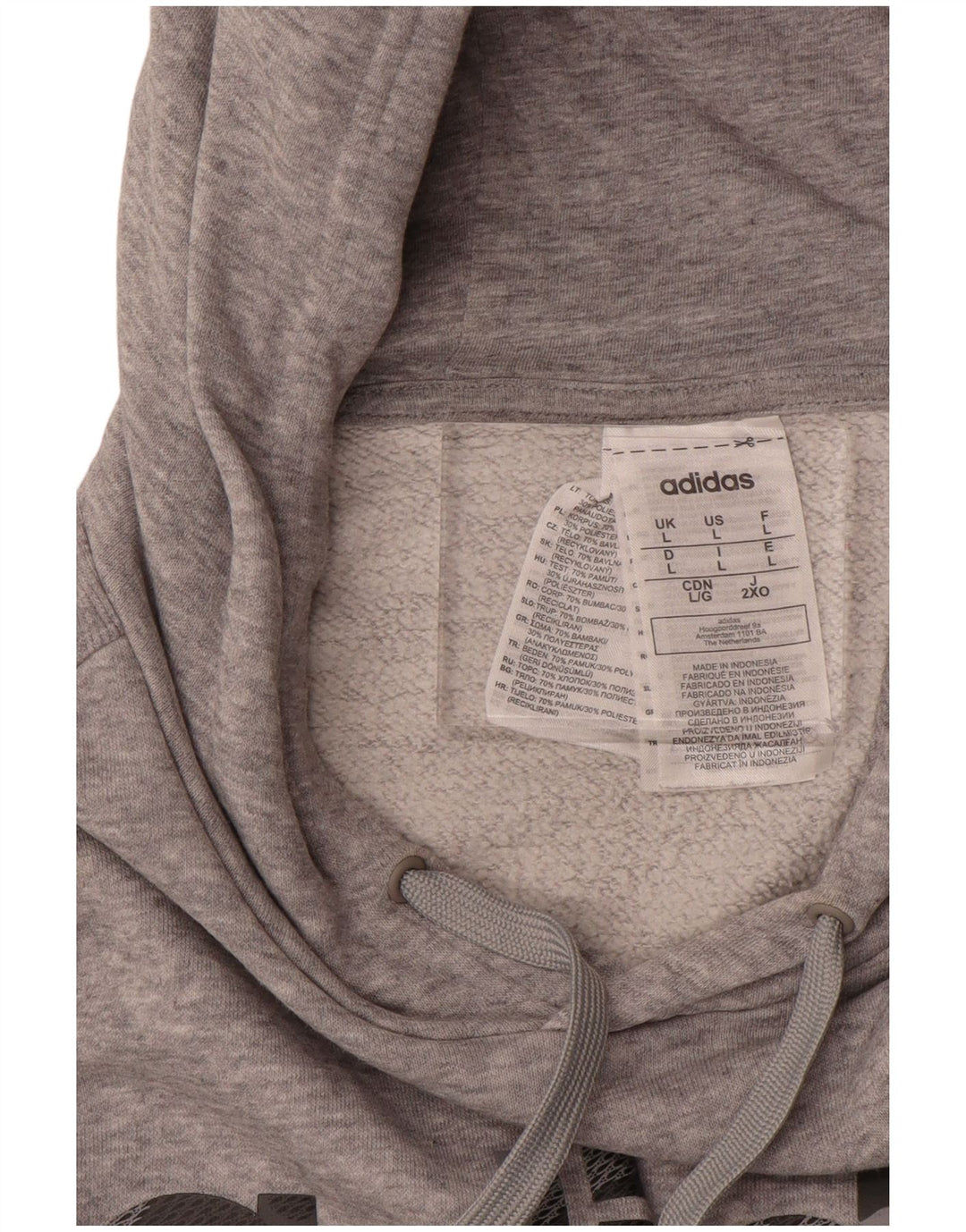 ADIDAS Mens Graphic Hoodie Jumper Large Grey Polyester