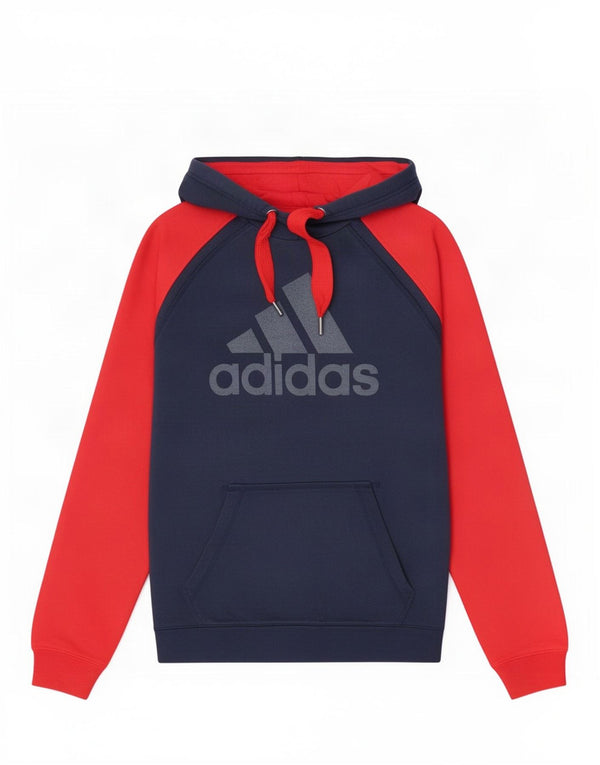 Felpa con cappuccio grafica da uomo Adidas Small in cotone color block blu navy