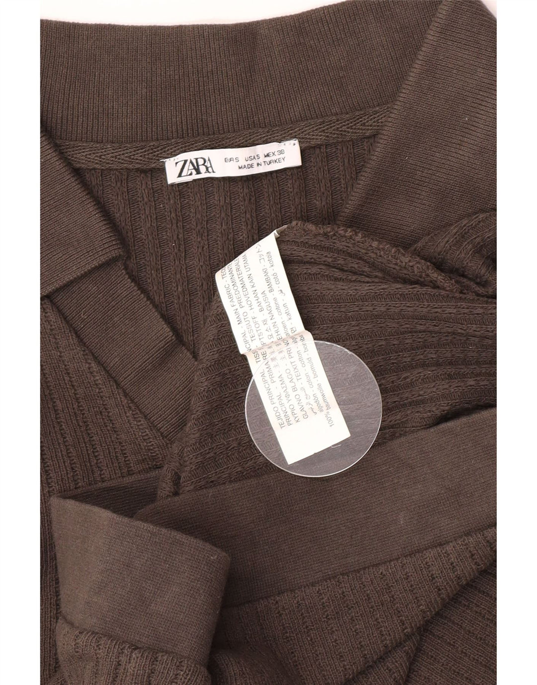 Polo Zara da uomo piccola in cotone marrone