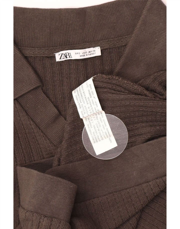 Polo Zara da uomo piccola in cotone marrone