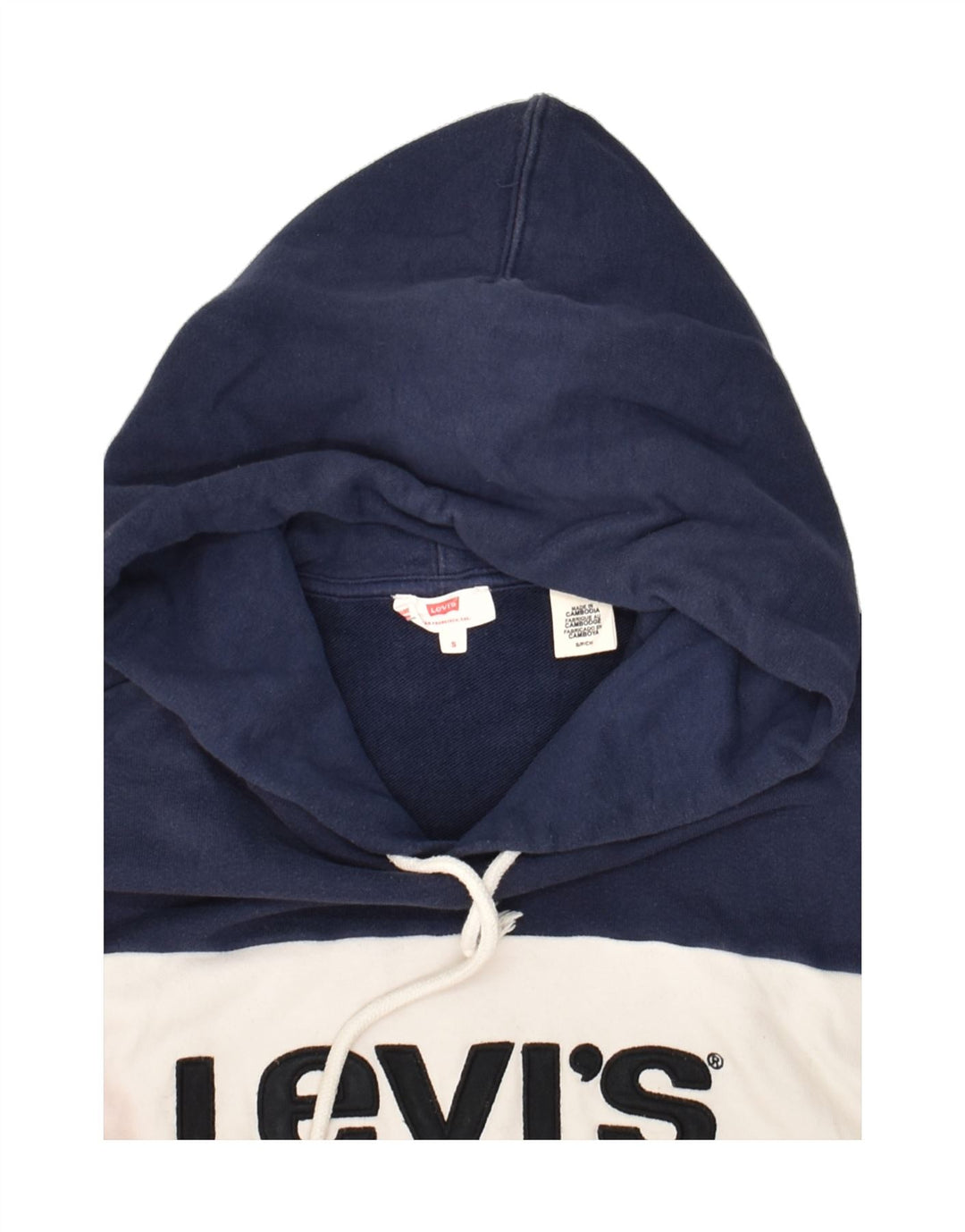 LEVI'S Womens Graphic Crop Hoodie Jumper UK 10 Small Multicoloured Vintage Levi's and Second-Hand Levi's from Messina Hembry 