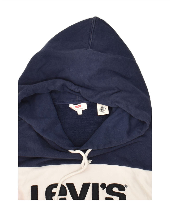 LEVI'S Womens Graphic Crop Hoodie Jumper UK 10 Small Multicoloured Vintage Levi's and Second-Hand Levi's from Messina Hembry 