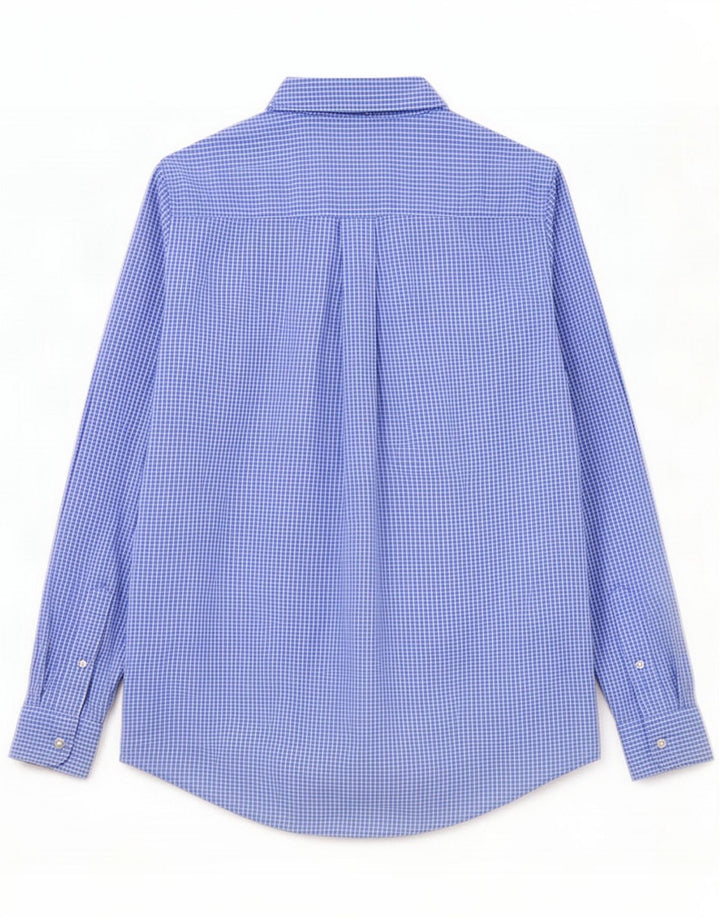 Chaps Camicia da uomo su misura piccola in cotone a quadretti blu