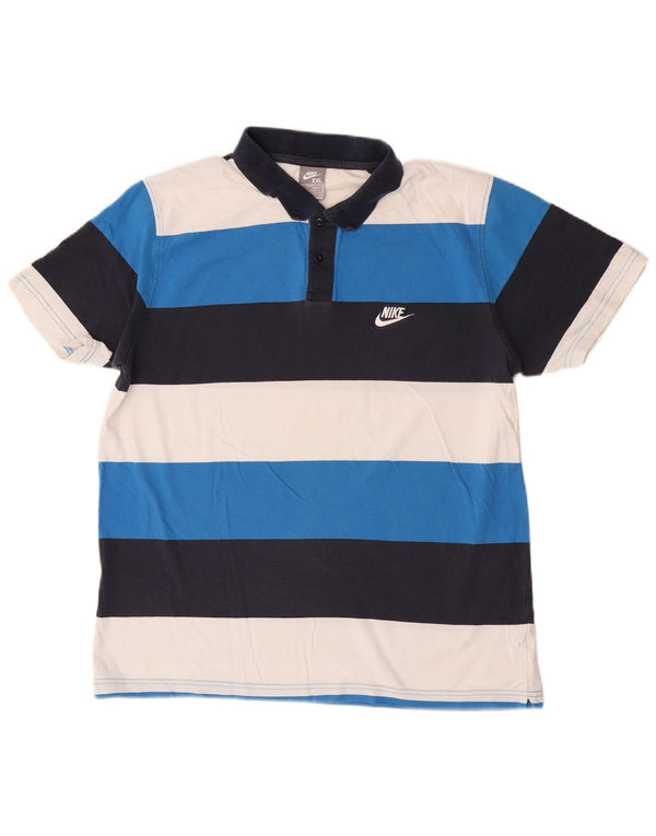 Polo Nike Uomo UK 47/48 2XL Blu Colourblock Cotone