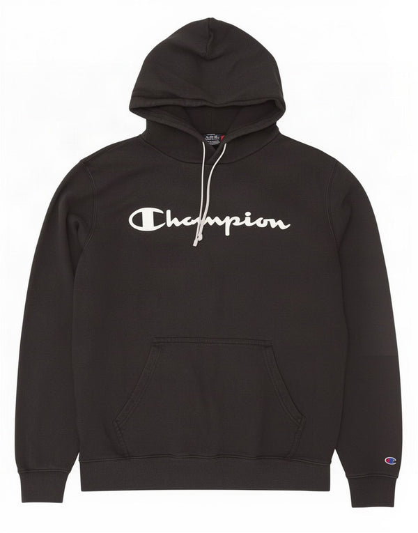 Maglione con cappuccio grafico da uomo Champion grande in cotone nero