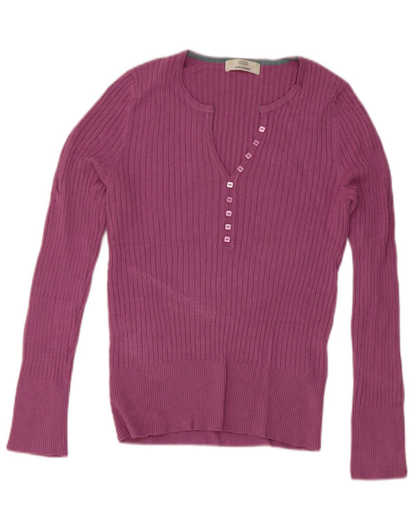 Maglione da donna Marks & Spencer con scollo a V UK 12 Viscosa rosa medio