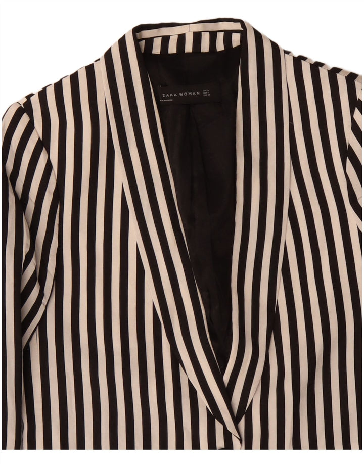 Giacca Blazer a 1 Bottone da Donna ZARA UK 12 Poliestere Gessato Medio Nero