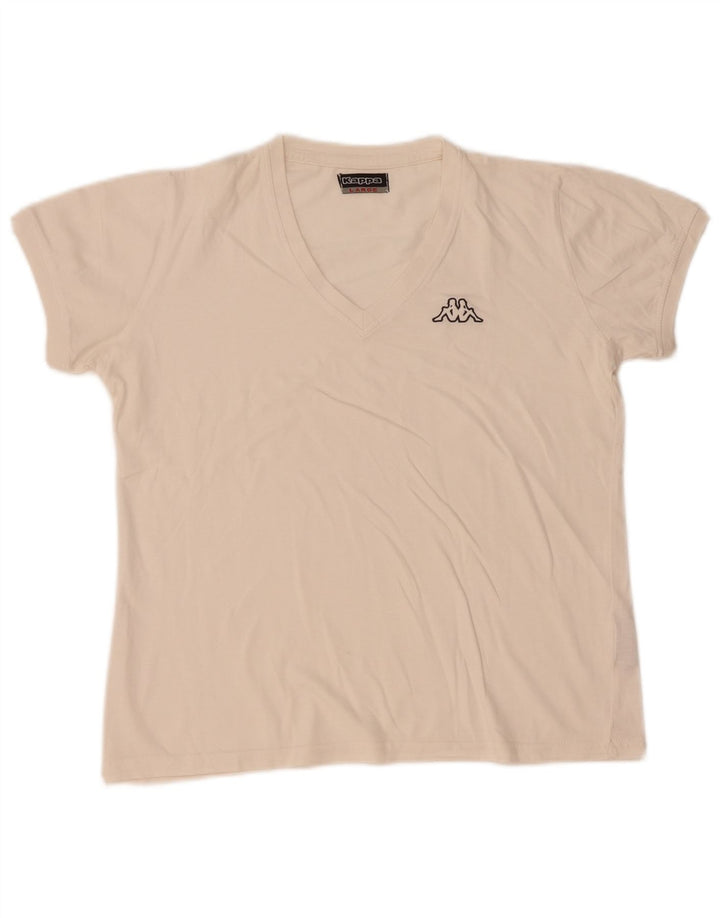 T-shirt da donna Kappa Top UK 16 grande cotone bianco