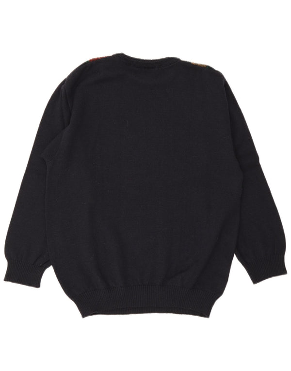 Maglione maglione girocollo da uomo Marc Rene IT 48 Lana a righe blu navy medio