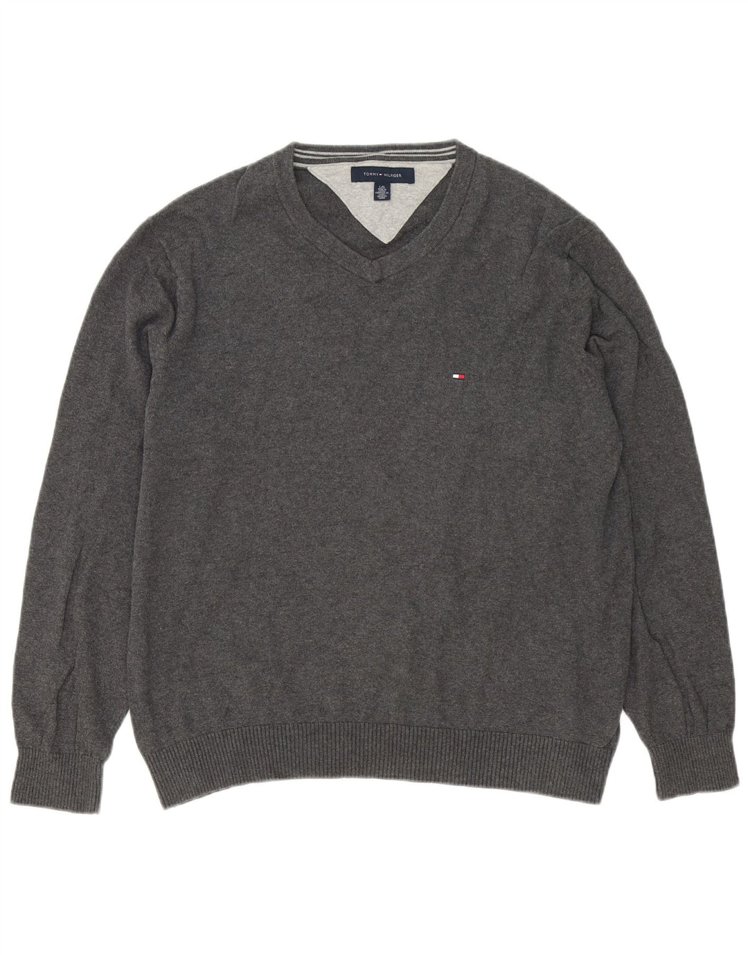 Tommy Hilfiger Uomo Maglione con scollo a V Maglione grande in cotone grigio