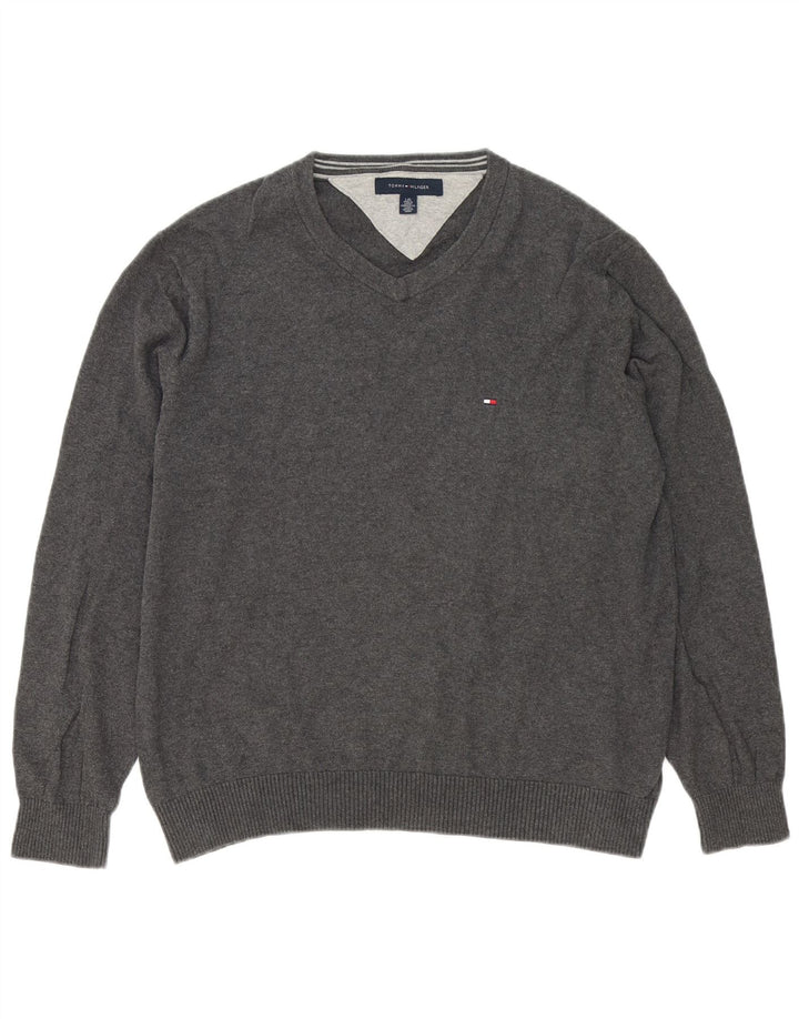 Tommy Hilfiger Uomo Maglione con scollo a V Maglione grande in cotone grigio