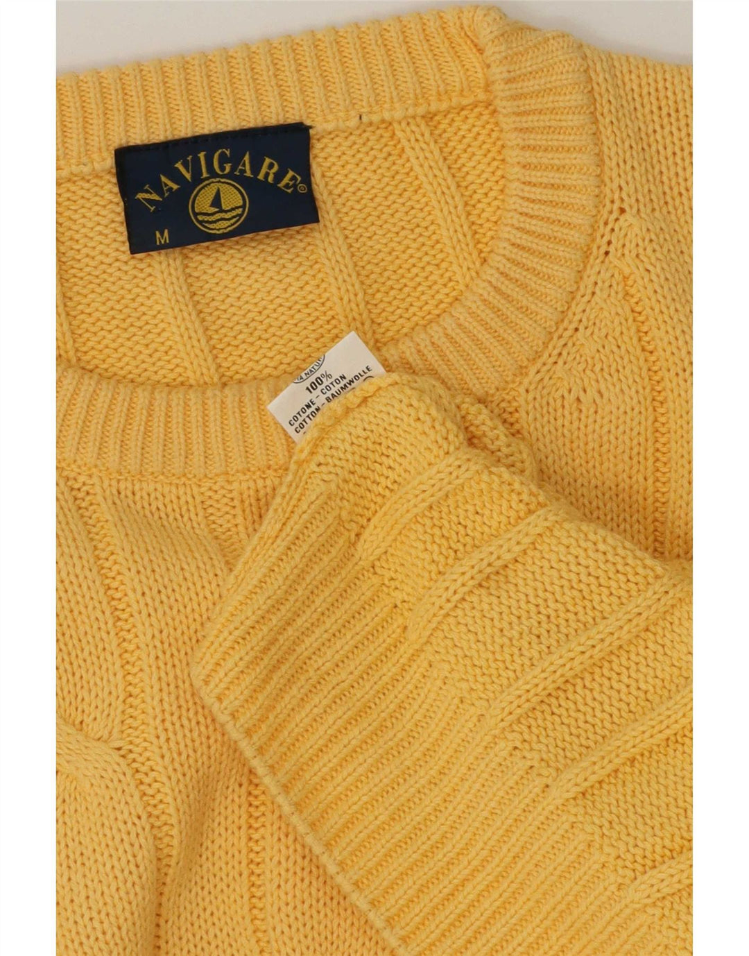 Maglione maglione girocollo da uomo Navigare in cotone giallo medio