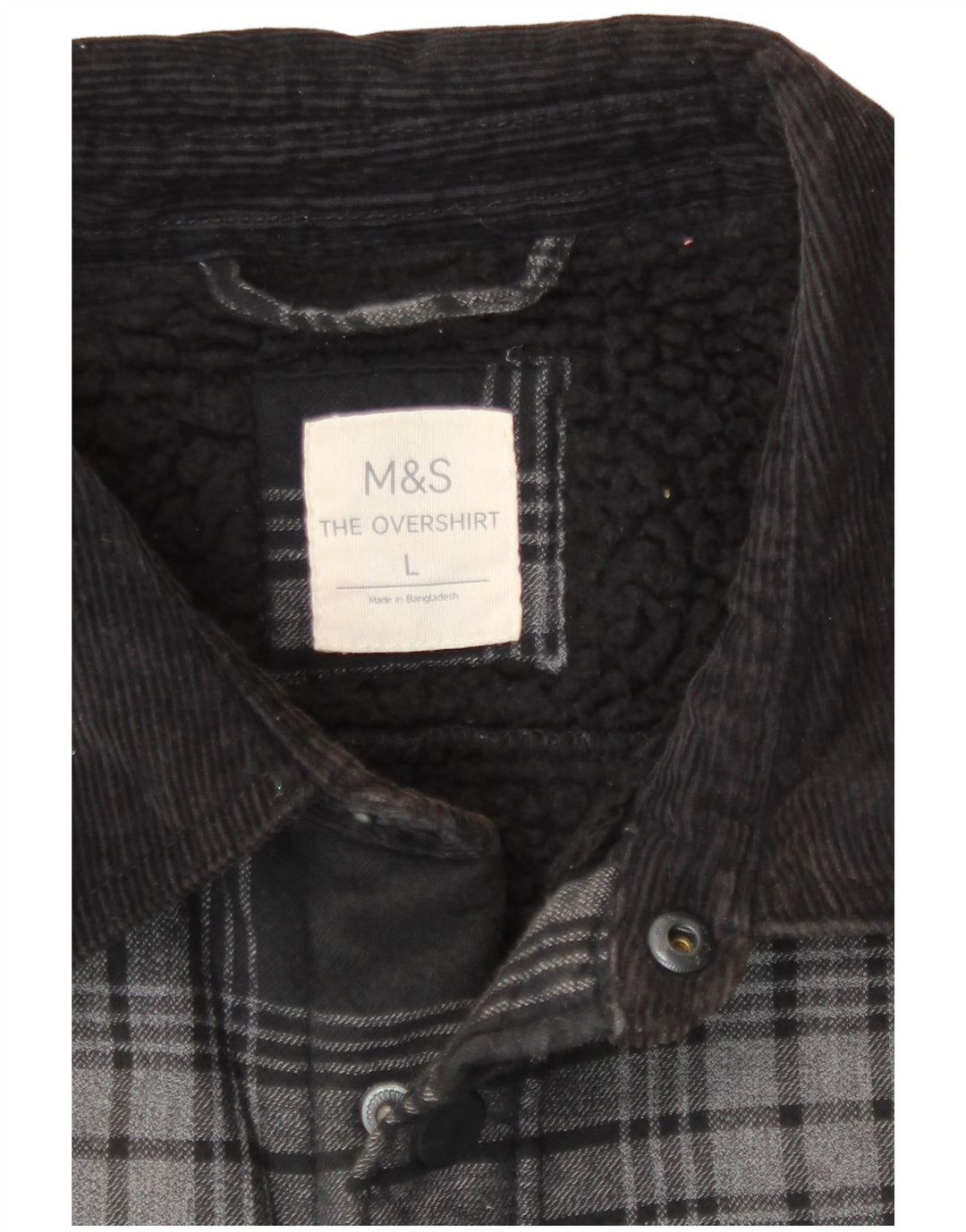 Marks & Spencer Camicia da uomo in flanella da boscaiolo grande in cotone a quadri grigi