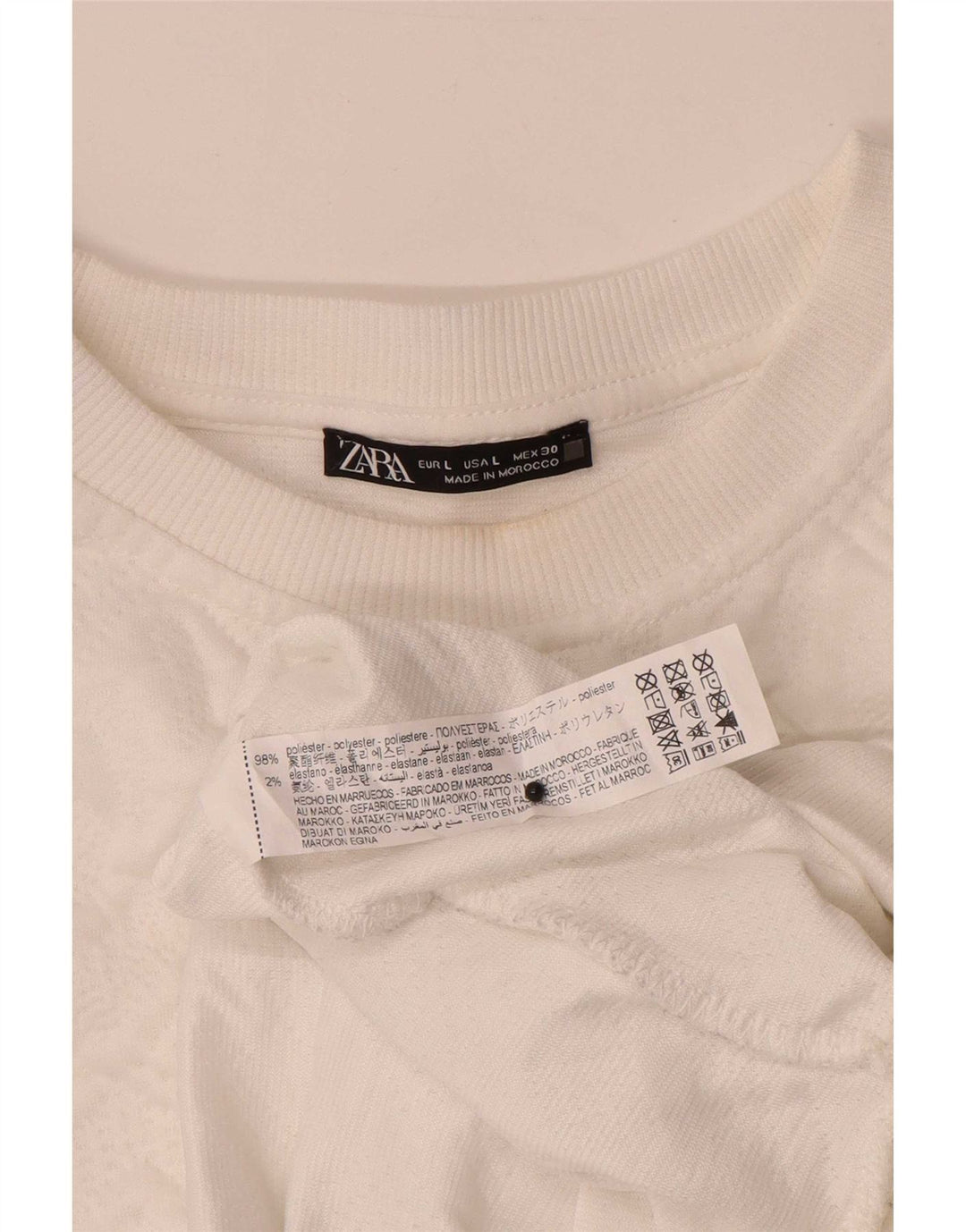 Felpa oversize da donna Zara, maglione UK 16, grande bianco geometrico