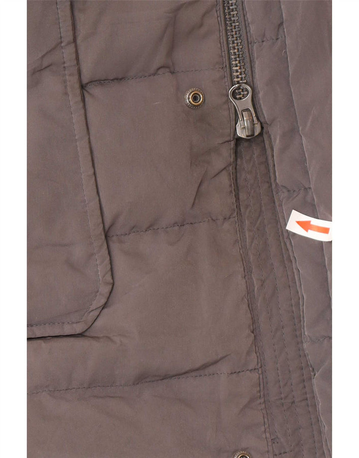 Cappotto imbottito con cappuccio da donna Massimo Dutti UK 40 grande poliestere grigio