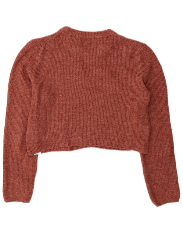 Maglione corto girocollo da donna Zara UK 12 Acrilico marrone medio
