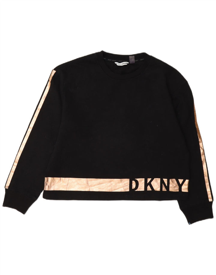 Felpa grafica da donna Dkny Maglione UK 14 Cotone color block medio nero