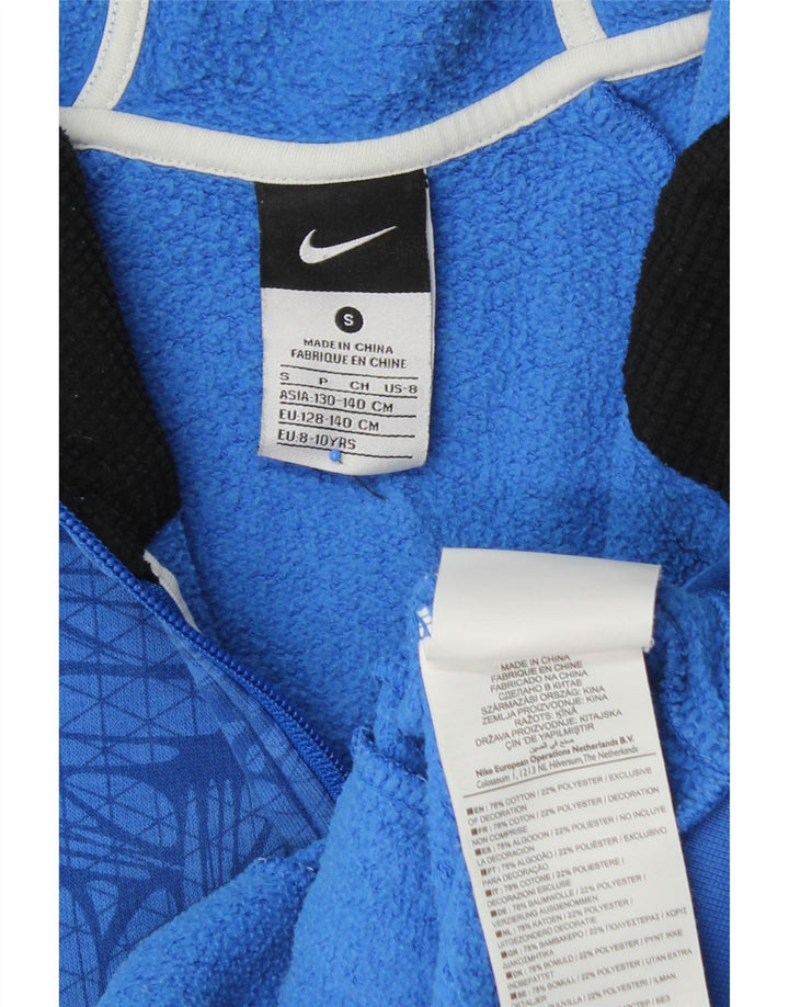 NIKE Boys Graphic Zip Hoodie Sweater 8-9 Years Small  Blue Geometric