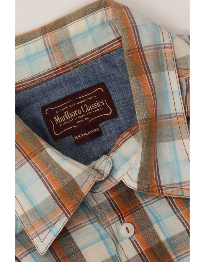 Camicia a maniche corte da uomo Marlboro Classics 3XL a quadri multicolore