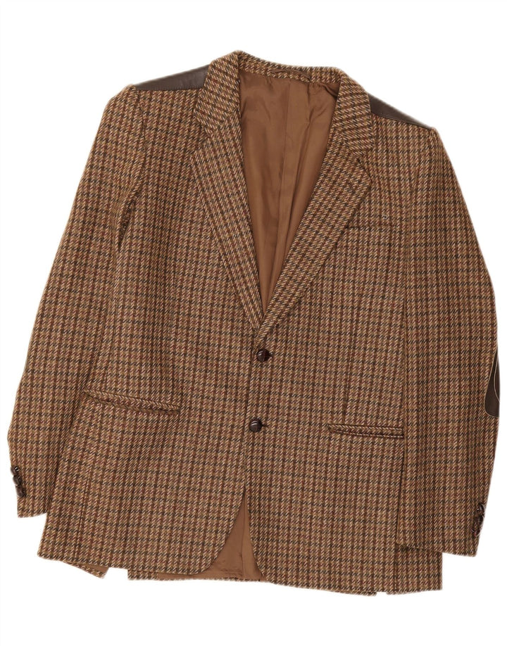 Giacca blazer vintage da uomo a 2 bottoni IT 52 XL lana pied de poule marrone