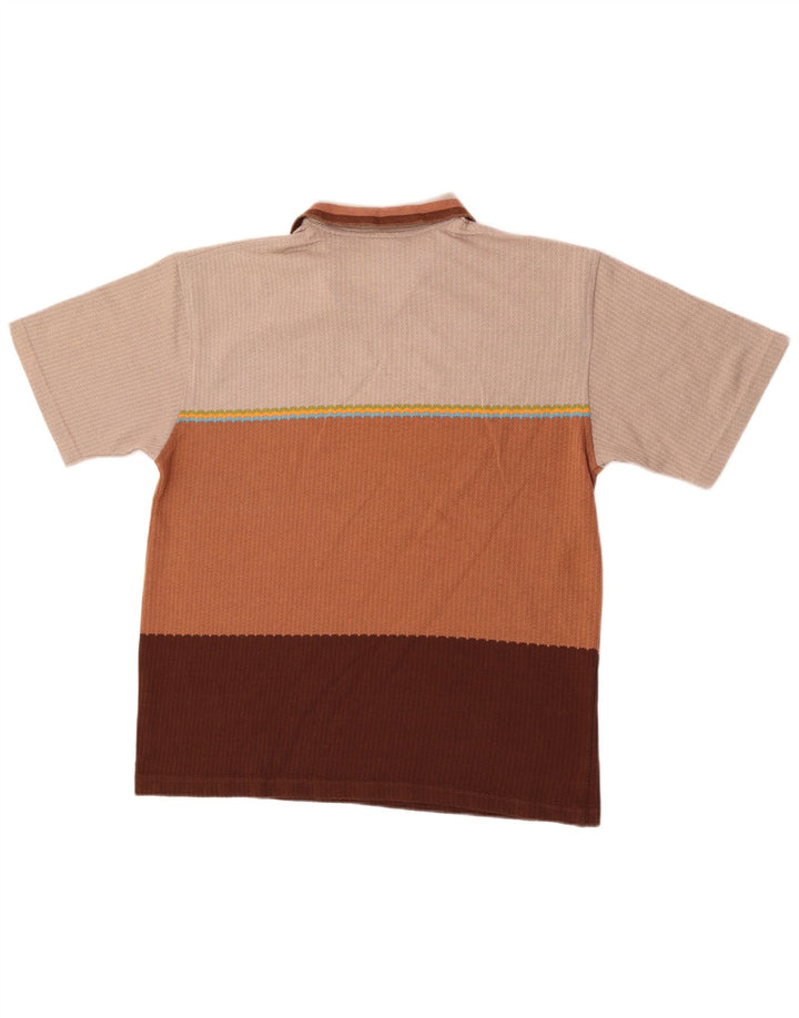 Polo vintage da uomo in cotone a righe multicolori medie