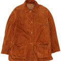 Giacca vintage in pelle scamosciata da donna IT 46 grande in pelle marrone