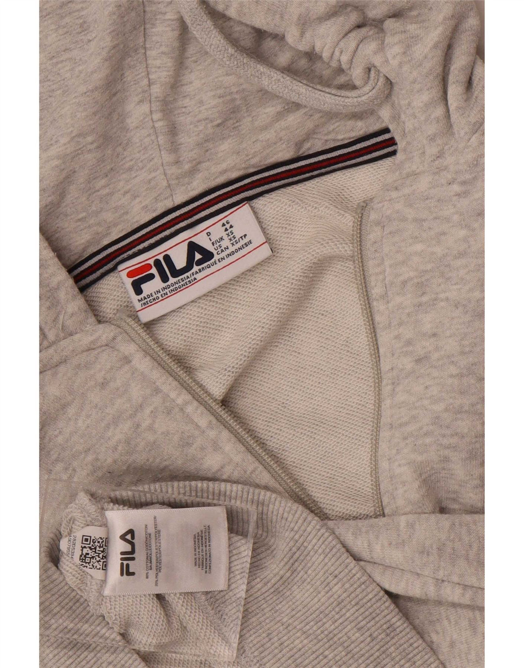 Felpa con cappuccio e zip da uomo Fila XS in cotone grigio