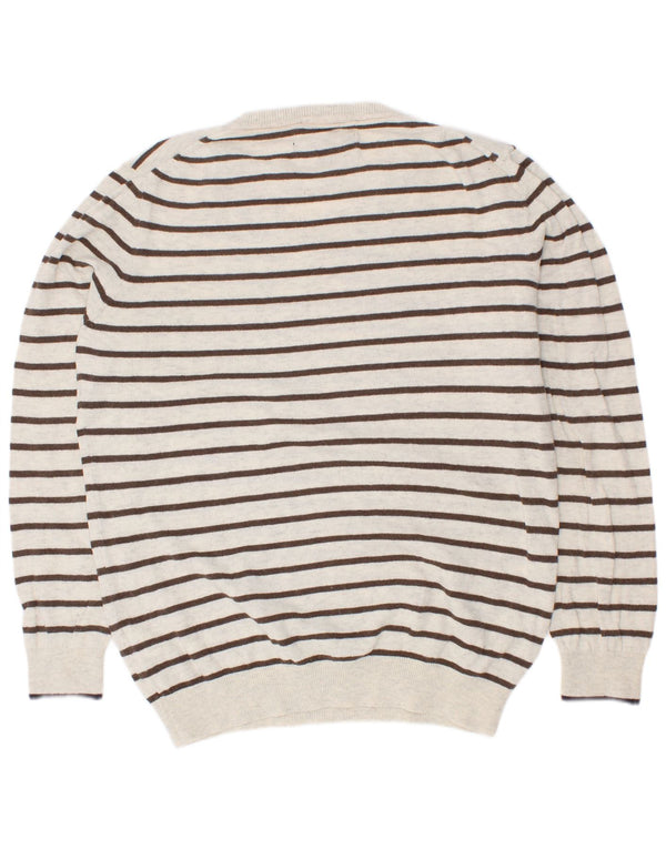 Maglione maglione con scollo a V per ragazzi Massimo Dutti 7-8 anni in cotone a righe bianche